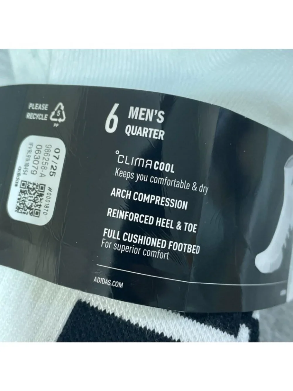 NWT Adidas Men's 6-12 White Climacool Quarter Socks 6-Pack